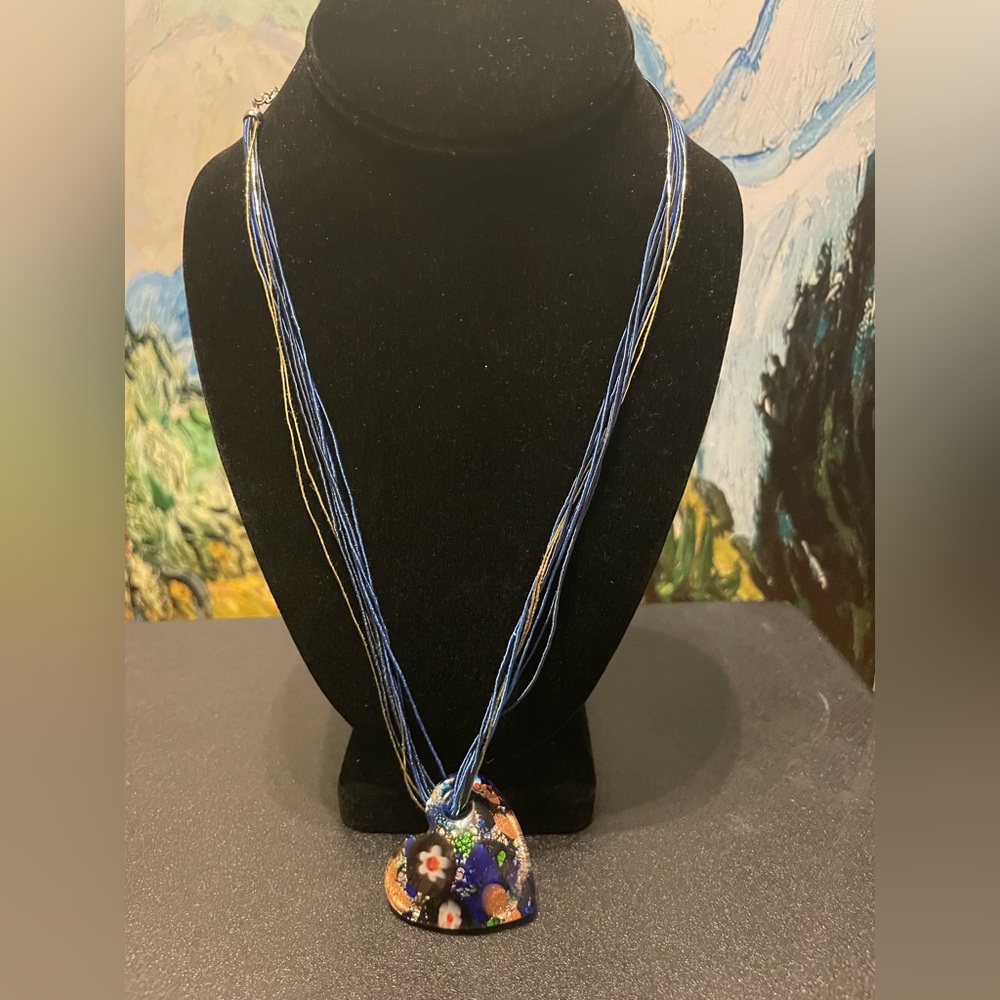 Murano Glass from Italy Blue Heart-Shaped Pendant